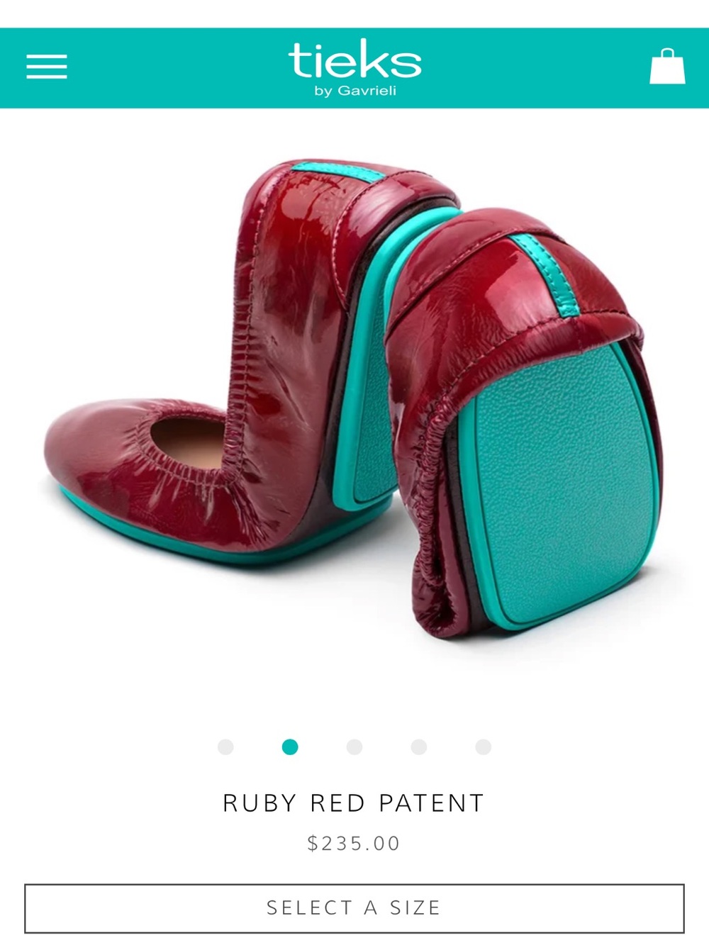 Tieks patent Ruby Red Leather Foldable Ballet Flats